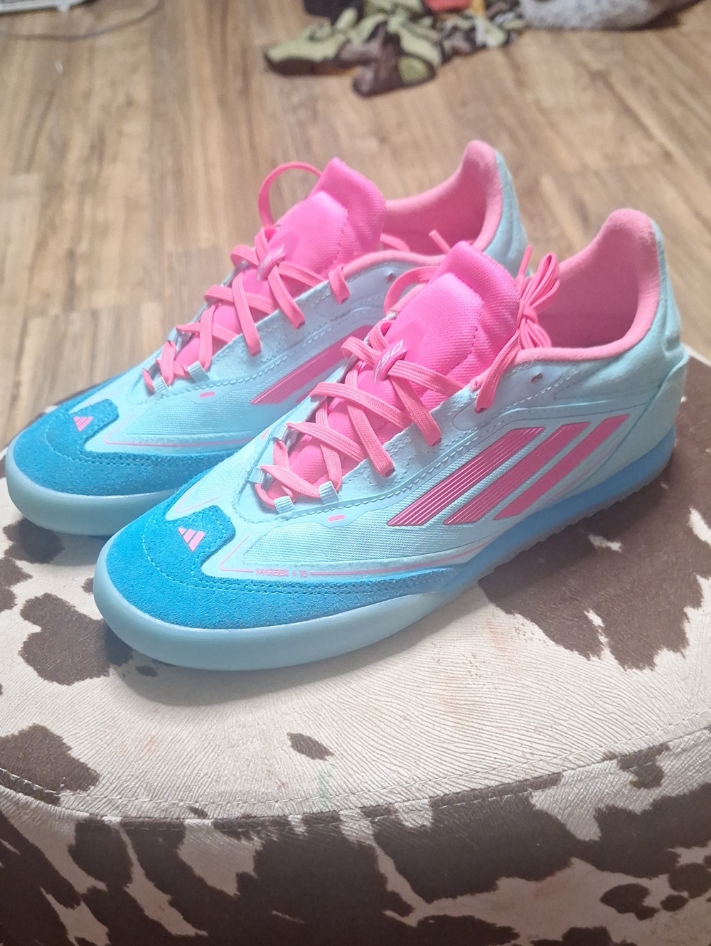 adidas F50 Messi Pink and Blue Low-Top Sneakers